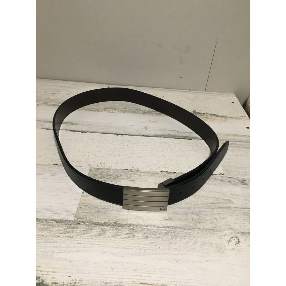 Guess imitation leather black belt with silver tone buckle size 38-40